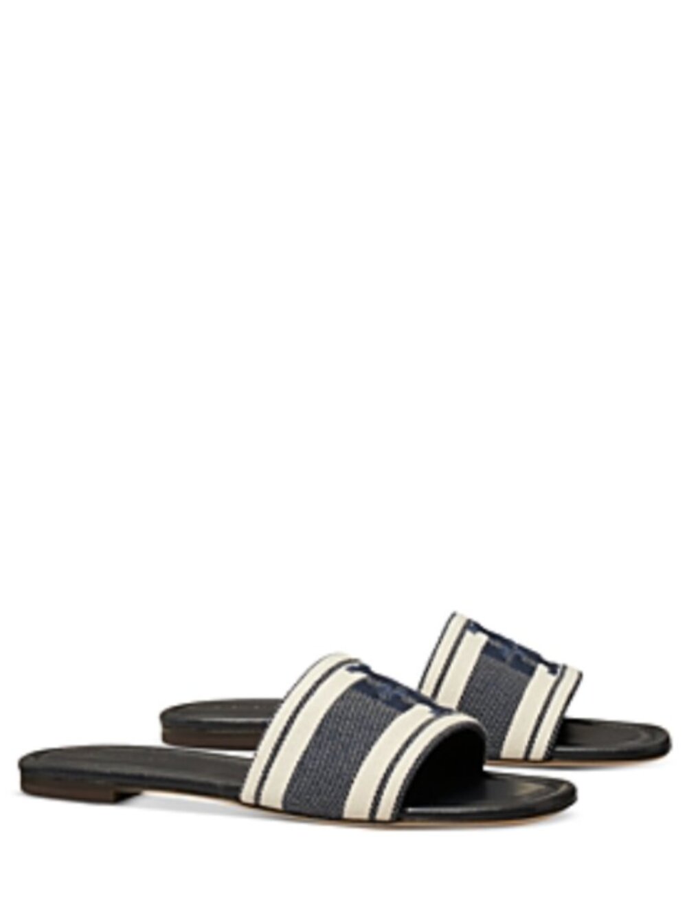 NWT Tory Burch Women's Double T Jacquard Slide Sandals